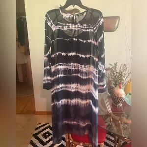 $68 Simply Vera Wang ‘Easy Tie Dye’ midi dress. Sheer chiffon over a slip dress.
